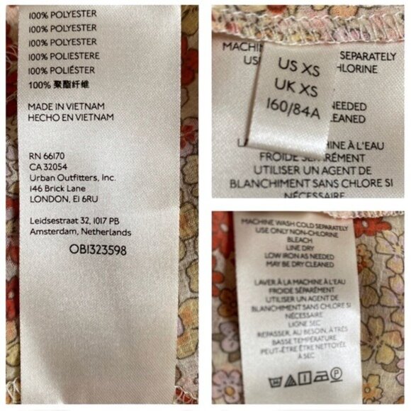 Free People Bonnie Mini Dress in Tea Combo Pale Yellow Floral Size XS NWT - Picture 14 of 14